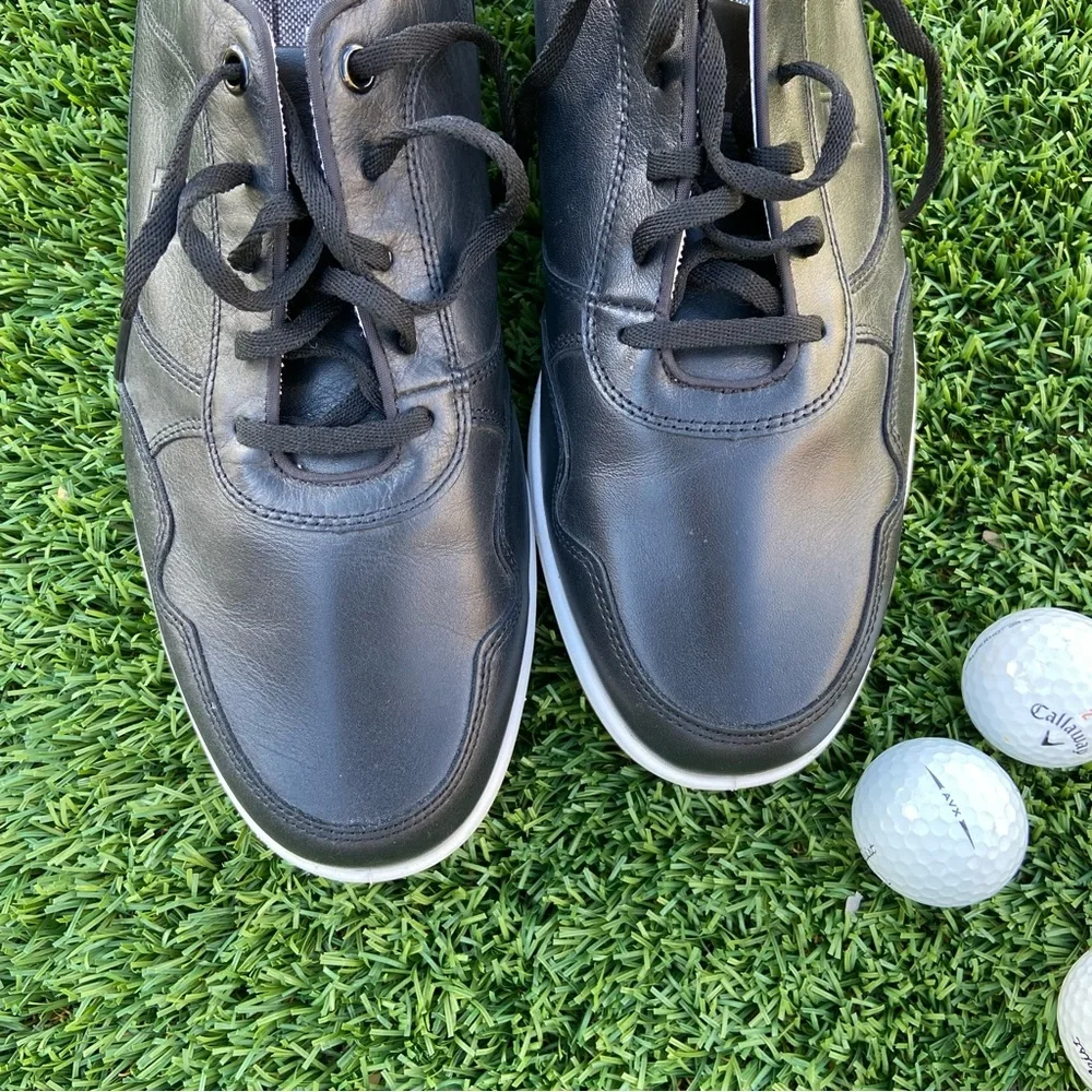 FJ FOOTJOY Leather Spikeless Matte Black GOLF SHOES~Like New